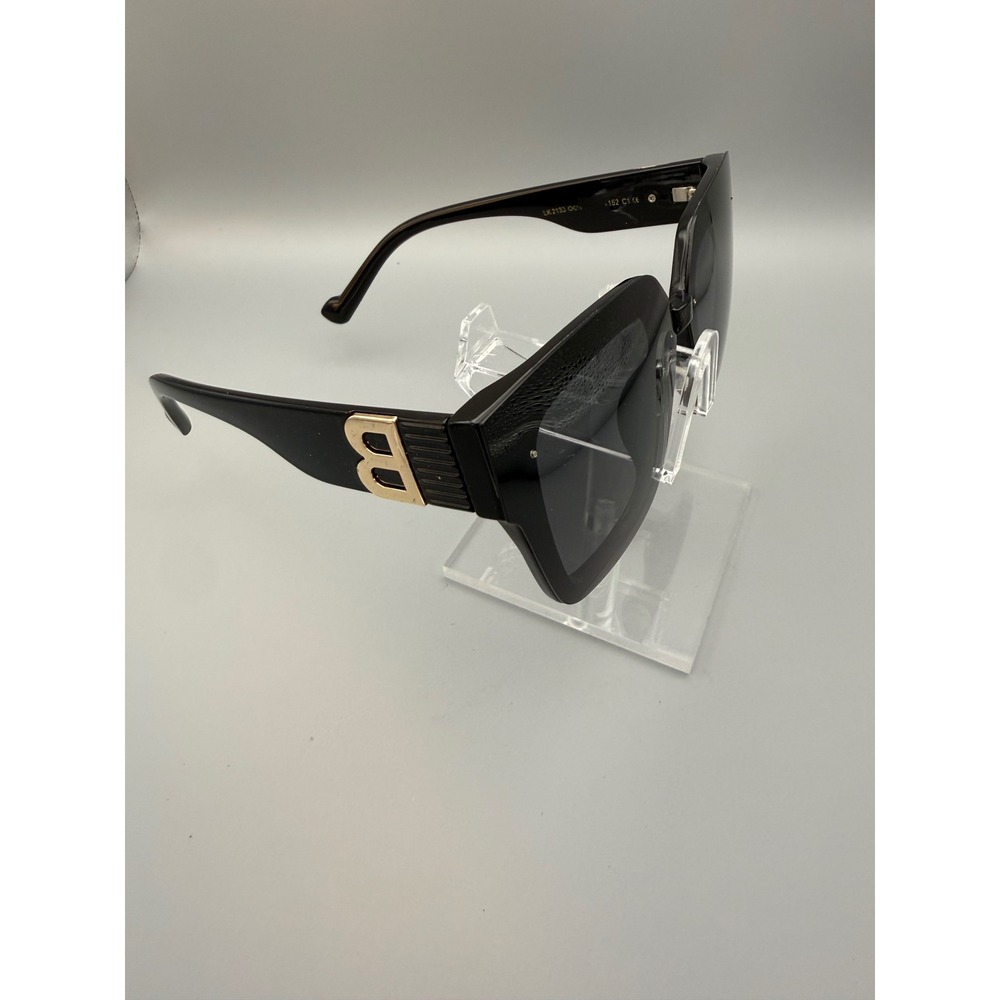 Balenciaga Style Oversized Square Sunglasses Women Black Gold B Logo LK2133 Good